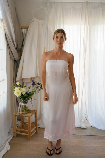 Silk Slip Dress in Strawberry