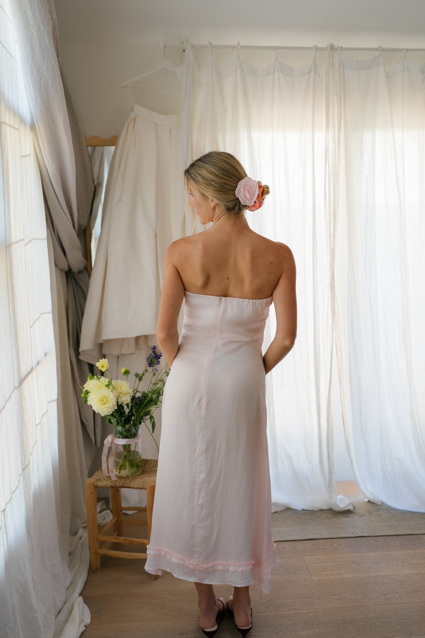 Silk Slip Dress in Strawberry